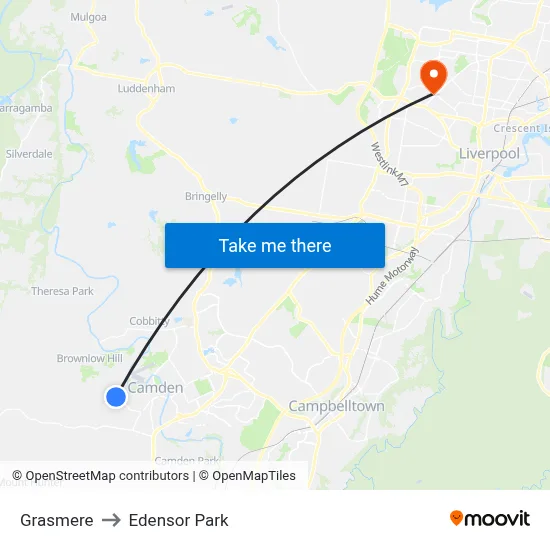 Grasmere to Edensor Park map