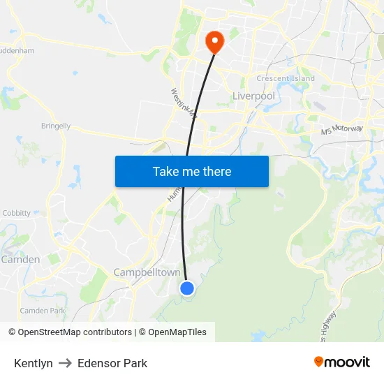 Kentlyn to Edensor Park map