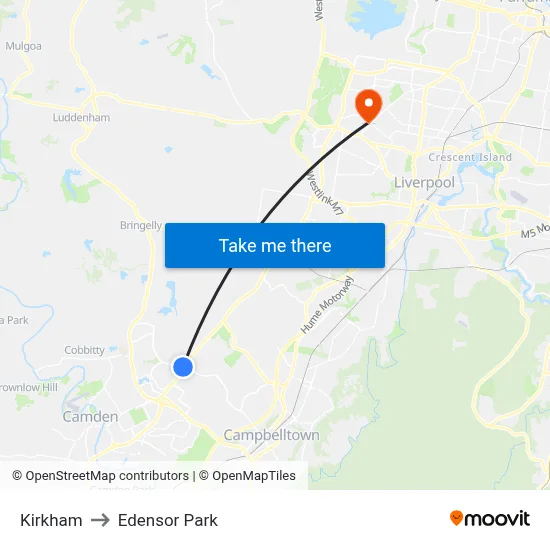 Kirkham to Edensor Park map