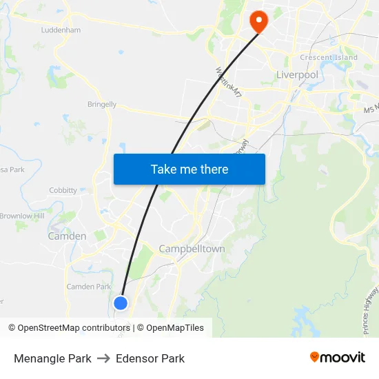 Menangle Park to Edensor Park map