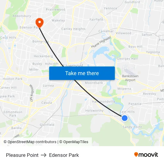 Pleasure Point to Edensor Park map