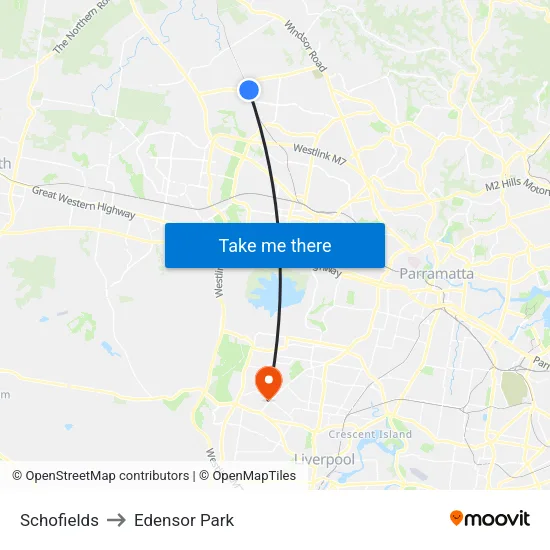 Schofields to Edensor Park map