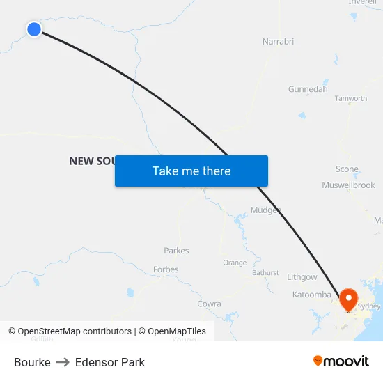 Bourke to Edensor Park map
