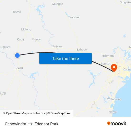 Canowindra to Edensor Park map