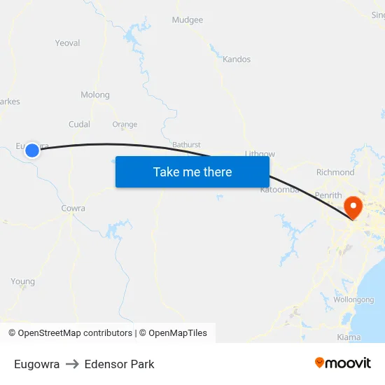 Eugowra to Edensor Park map