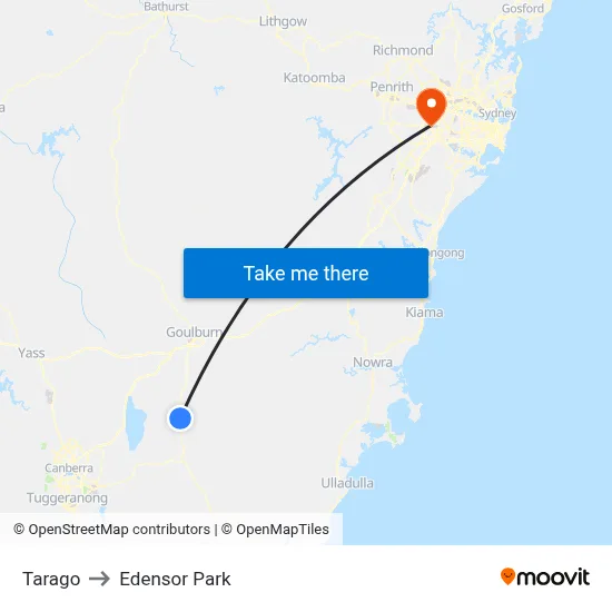 Tarago to Edensor Park map