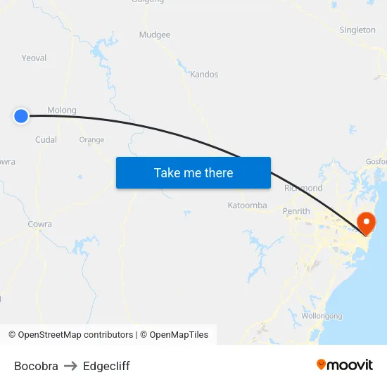 Bocobra to Edgecliff map