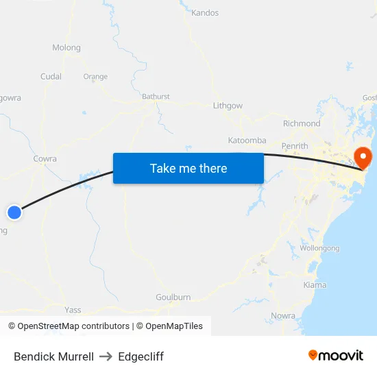 Bendick Murrell to Edgecliff map