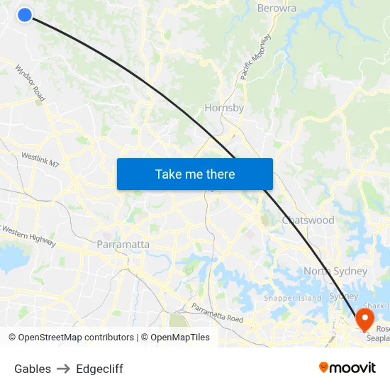 Gables to Edgecliff map