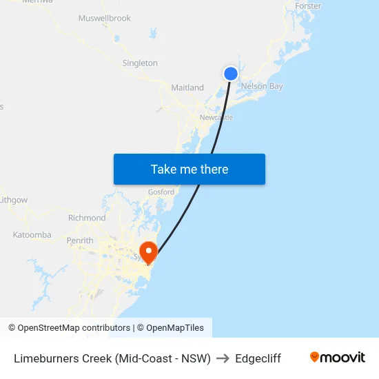 Limeburners Creek (Mid-Coast - NSW) to Edgecliff map