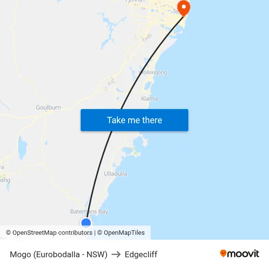 Mogo (Eurobodalla - NSW) to Edgecliff map