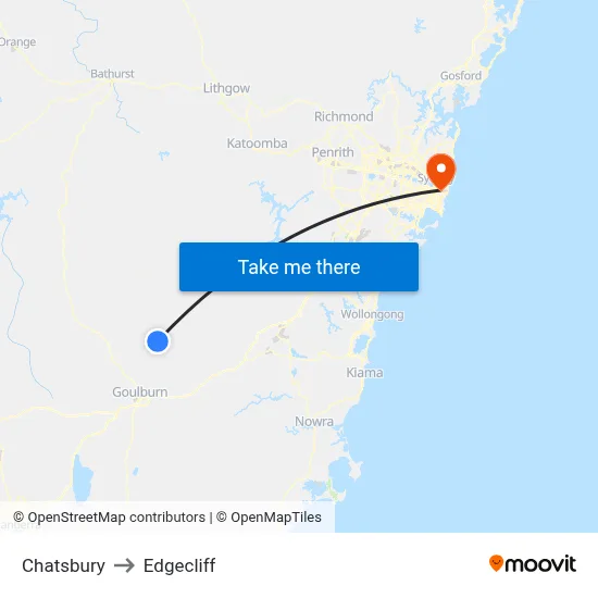 Chatsbury to Edgecliff map