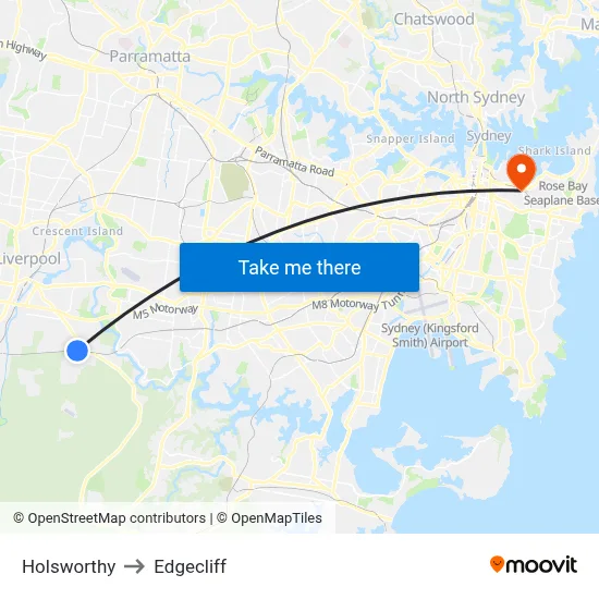 Holsworthy to Edgecliff map