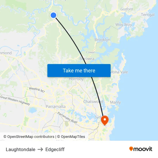 Laughtondale to Edgecliff map