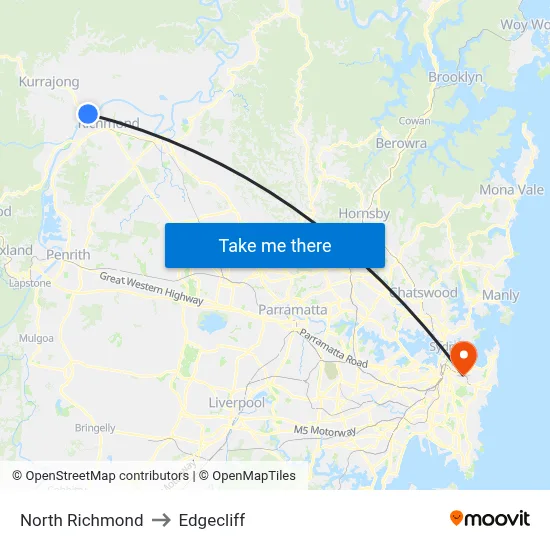 North Richmond to Edgecliff map