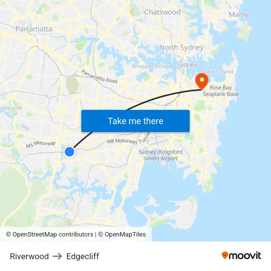 Riverwood to Edgecliff map