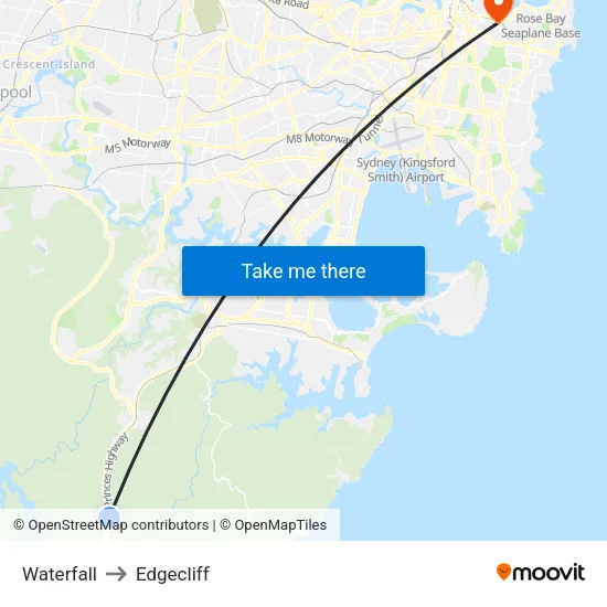 Waterfall to Edgecliff map