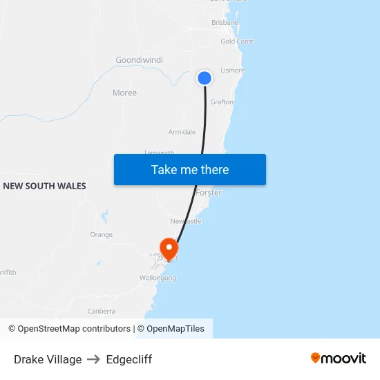 Drake Village to Edgecliff map