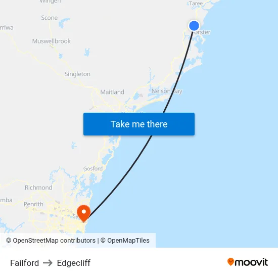 Failford to Edgecliff map