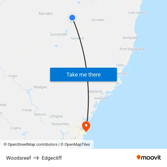 Woodsreef to Edgecliff map