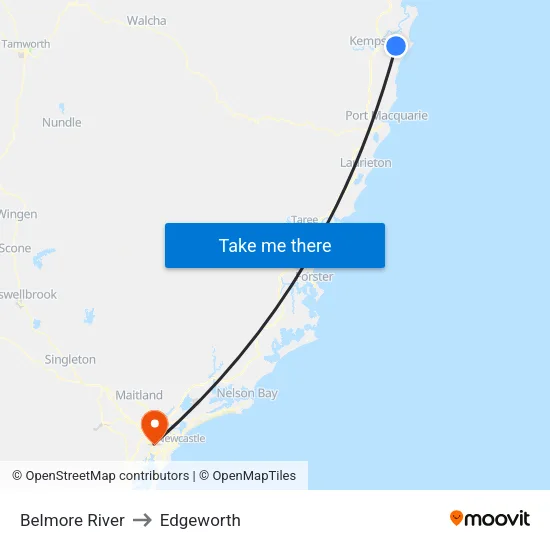 Belmore River to Edgeworth map