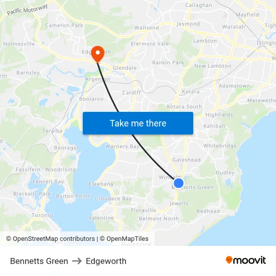 Bennetts Green to Edgeworth map