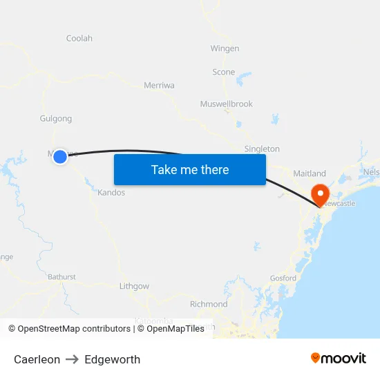 Caerleon to Edgeworth map