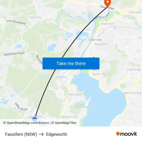 Fassifern (NSW) to Edgeworth map