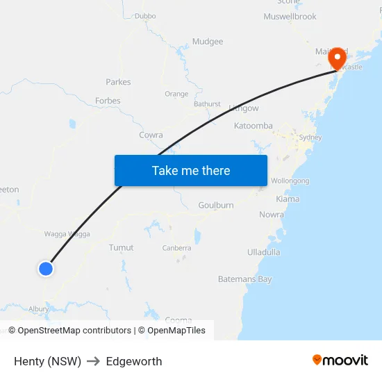 Henty (NSW) to Edgeworth map