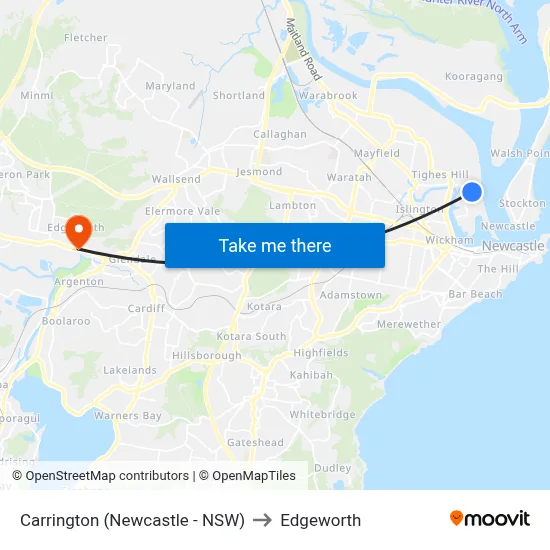 Carrington (Newcastle - NSW) to Edgeworth map