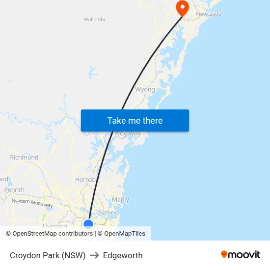 Croydon Park (NSW) to Edgeworth map