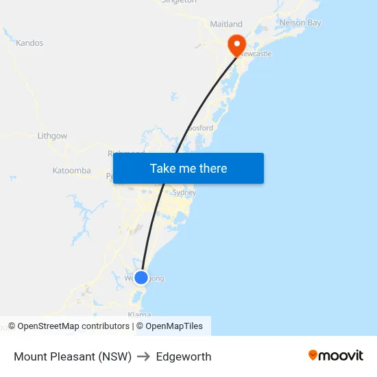 Mount Pleasant (NSW) to Edgeworth map