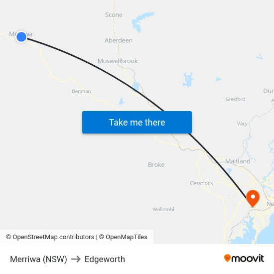 Merriwa (NSW) to Edgeworth map