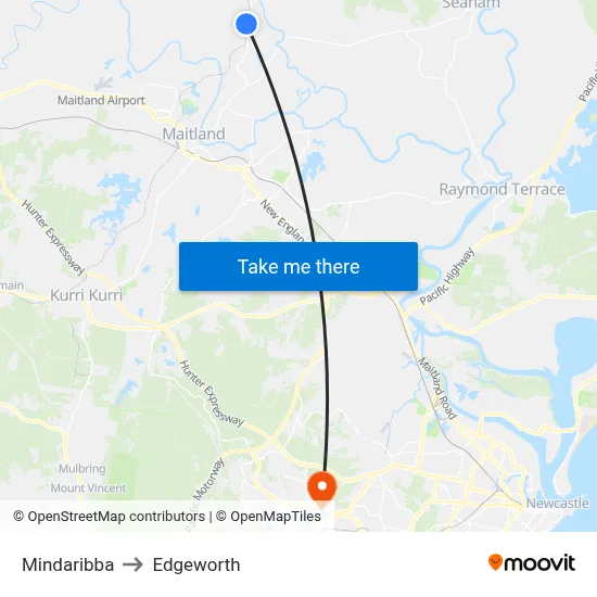 Mindaribba to Edgeworth map