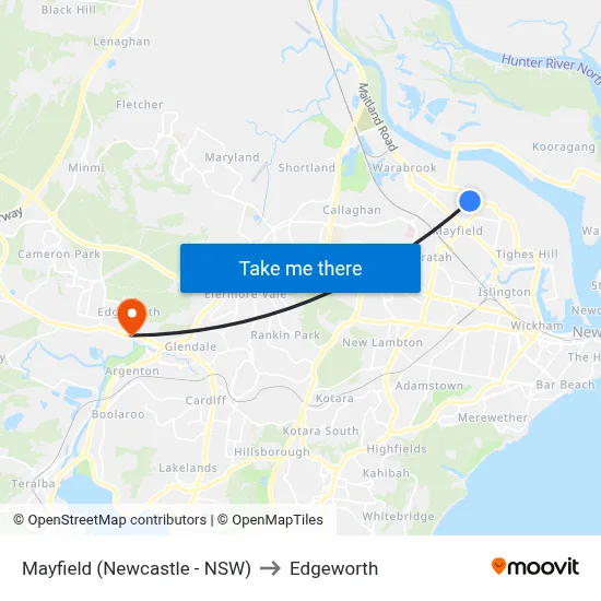 Mayfield (Newcastle - NSW) to Edgeworth map