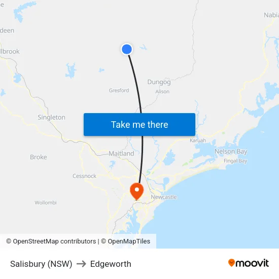 Salisbury (NSW) to Edgeworth map