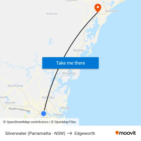 Silverwater (Parramatta - NSW) to Edgeworth map