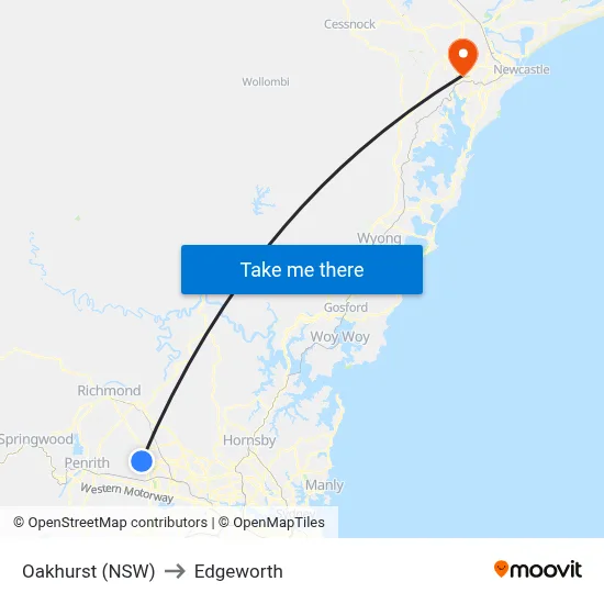 Oakhurst (NSW) to Edgeworth map