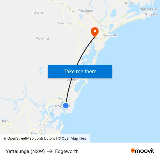 Yattalunga (NSW) to Edgeworth map