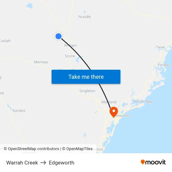 Warrah Creek to Edgeworth map