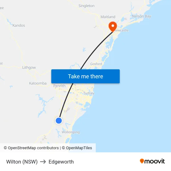 Wilton (NSW) to Edgeworth map
