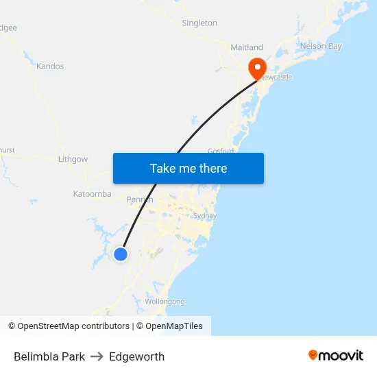 Belimbla Park to Edgeworth map