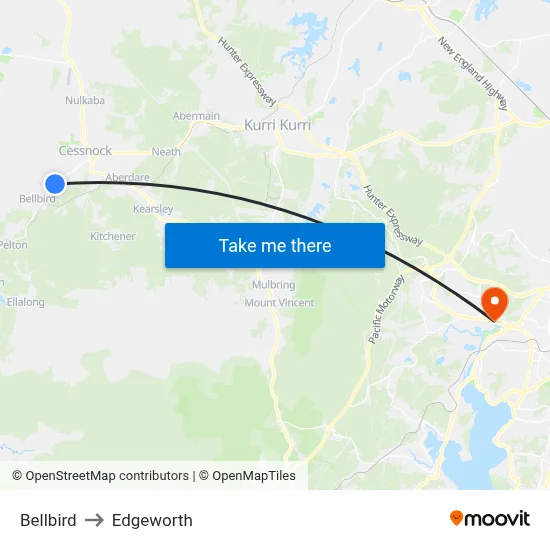 Bellbird to Edgeworth map