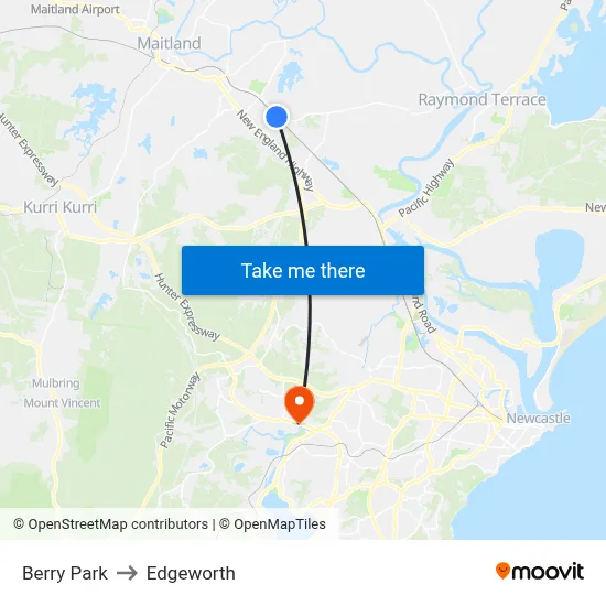 Berry Park to Edgeworth map