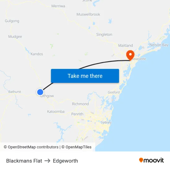 Blackmans Flat to Edgeworth map