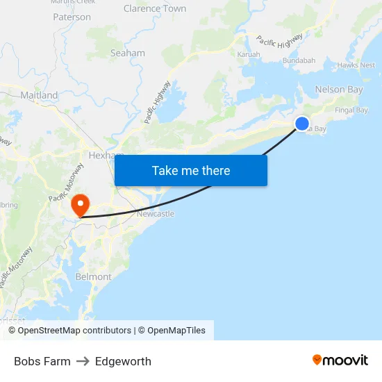 Bobs Farm to Edgeworth map