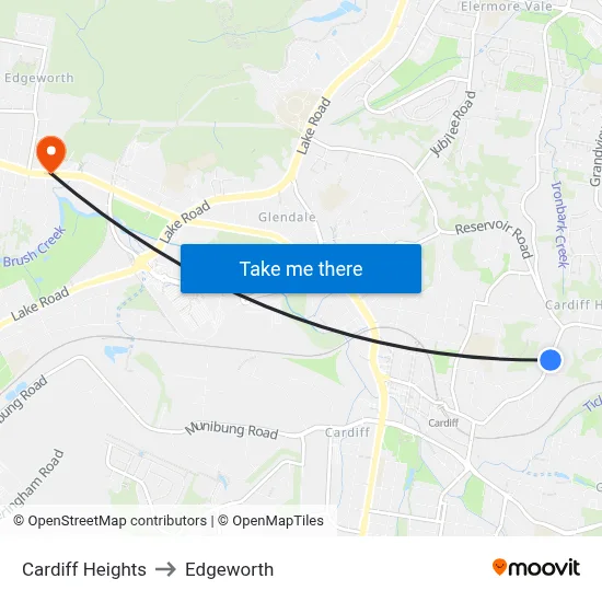 Cardiff Heights to Edgeworth map