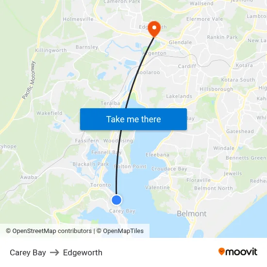 Carey Bay to Edgeworth map