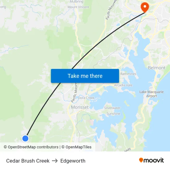 Cedar Brush Creek to Edgeworth map