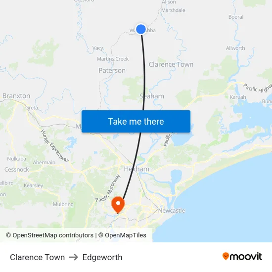 Clarence Town to Edgeworth map